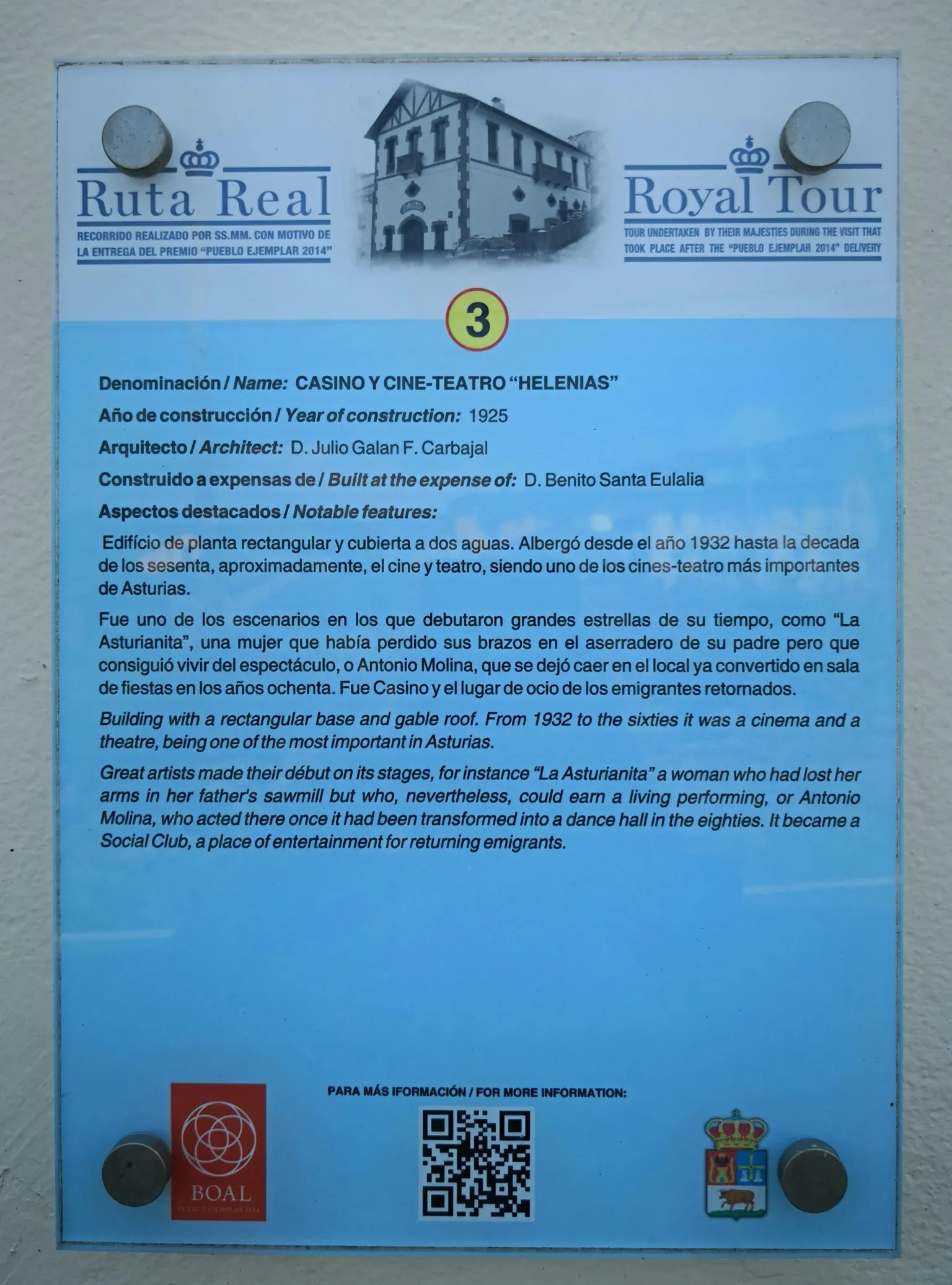 Imagen de Cuadro explicativo de la historia del edificio, para la ruta real