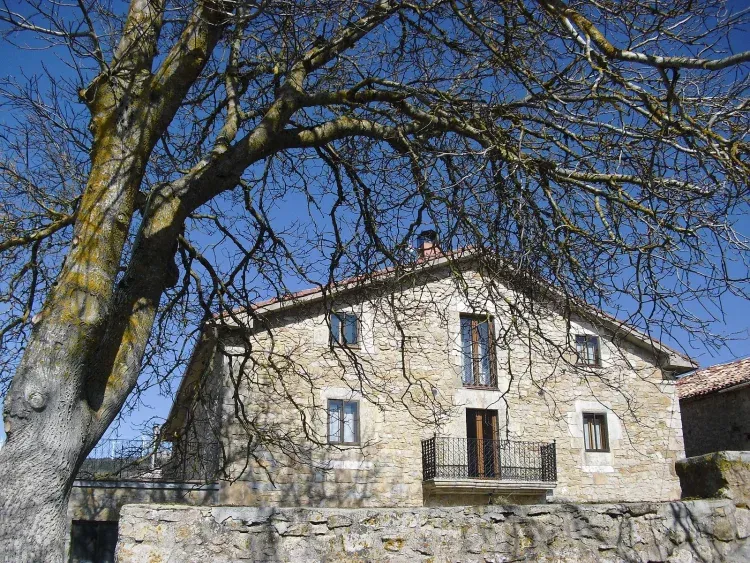 Imagen de Fachada de la casa con la nogala en primer plano