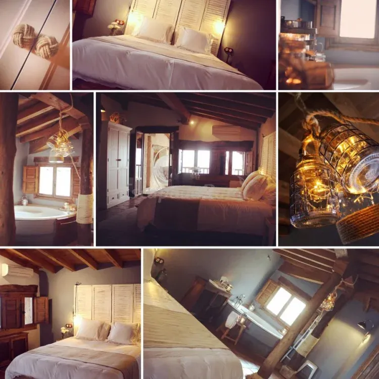 Imagen de Habitación El Capitán.Invadida por cálidos colores y múltiples detalles inspirados en el ambiente marinero. El gran jacuzzi dentro de la estancia hace de ésta una de las habitaciones más especiales de la casa. Comparte con EL PUERTO una terraza desde la que disfrutar del pantano a cualquier hora del día.