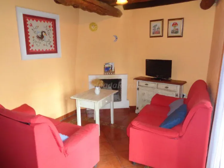 Imagen de Salón con chimenea de leña