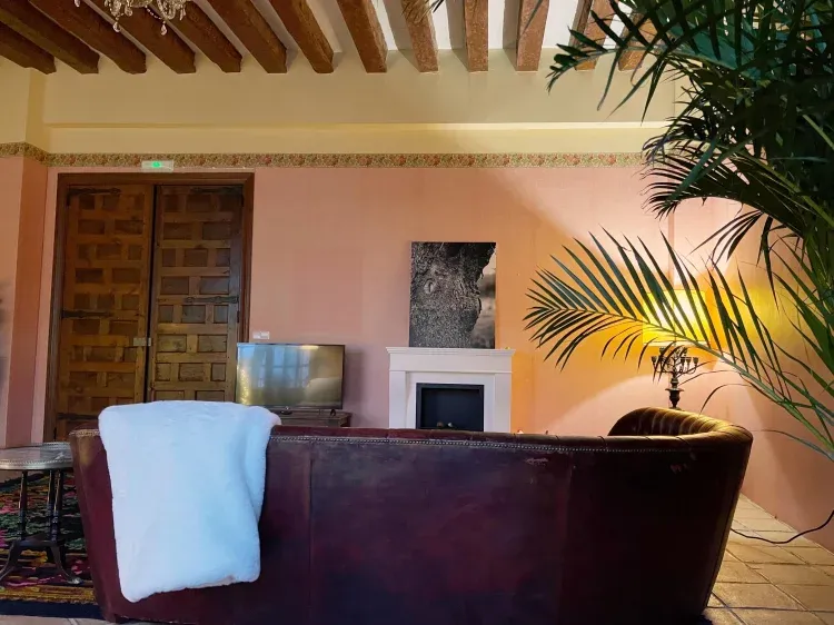 Imagen de Salón con chimenea ecológica