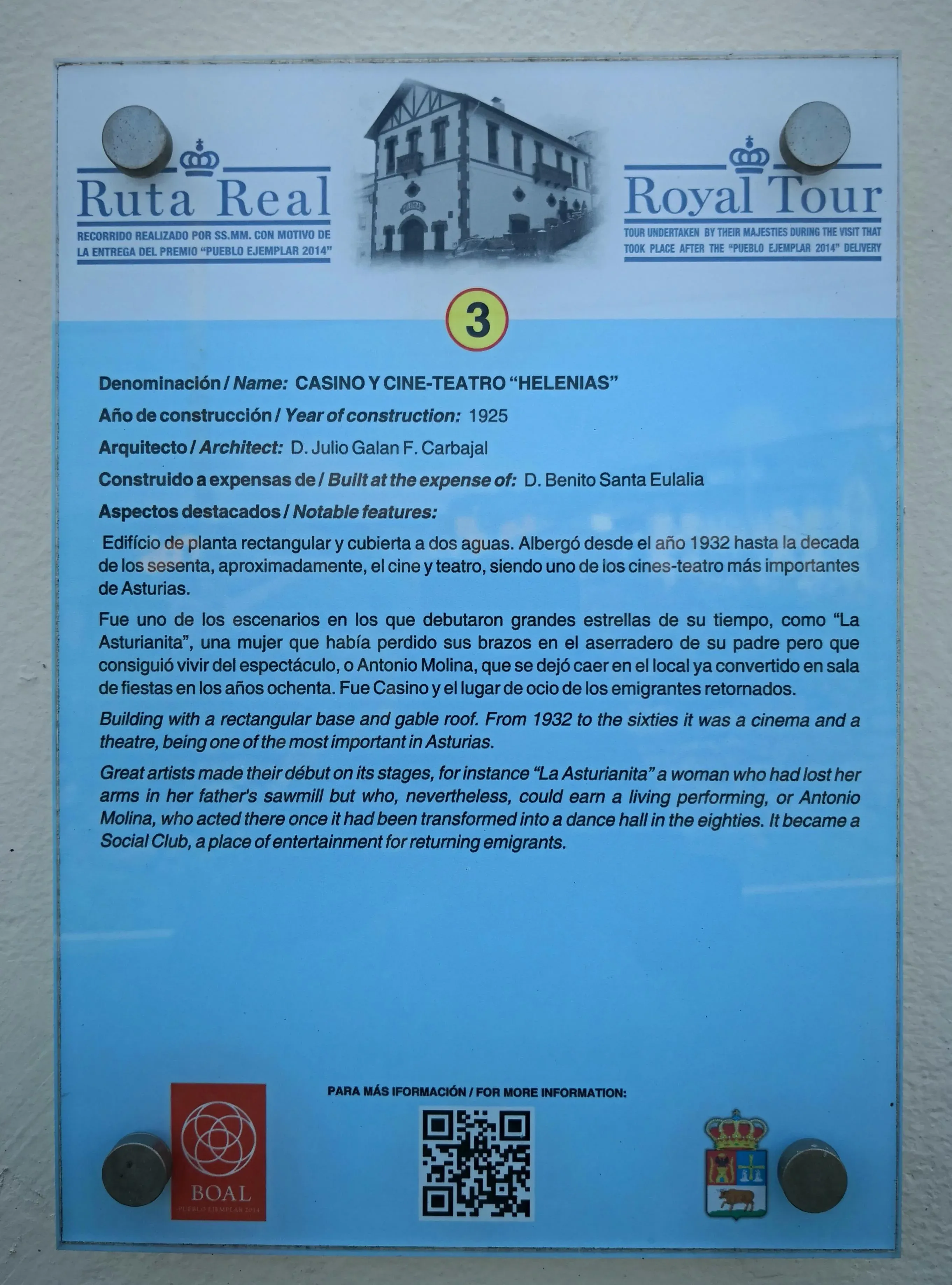 Imagen de Cuadro explicativo de la historia del edificio, para la ruta real