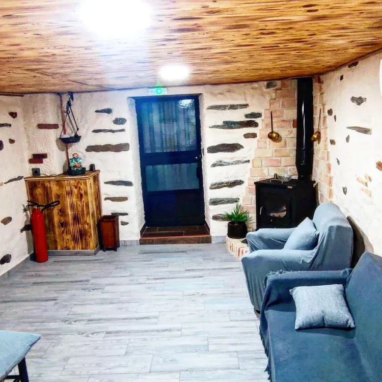 Imagen de Salón con calefacción,estufa de leña y aire acondicionado 