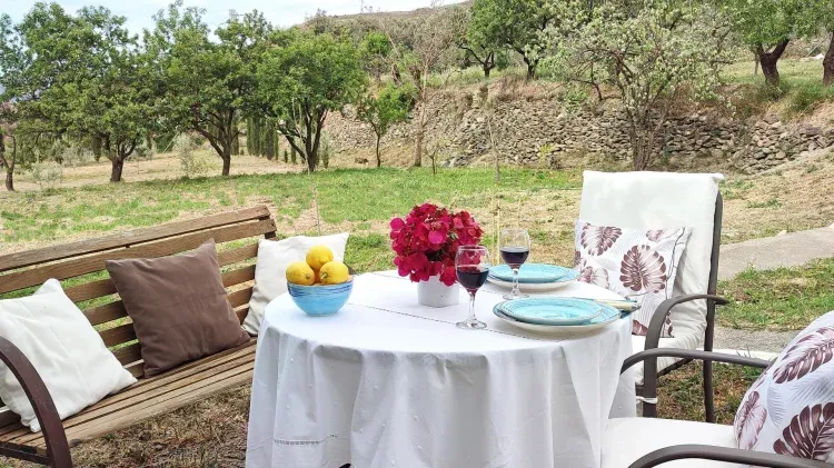 Imagen de Terraza y vista de jardín.