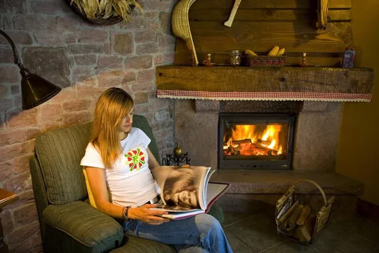 Imagen de Leyendo junto a la chimenea