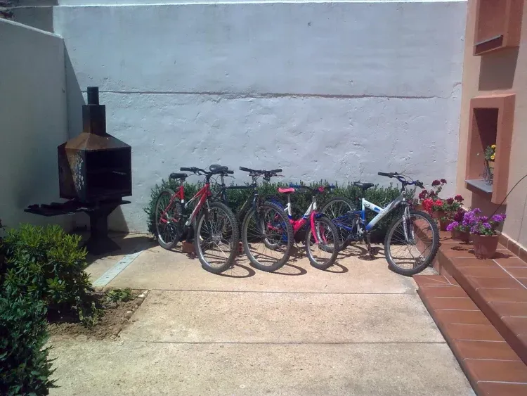 Imagen de Jardín con flores, barbacoa, y bicicletas para uso de los inquilinos